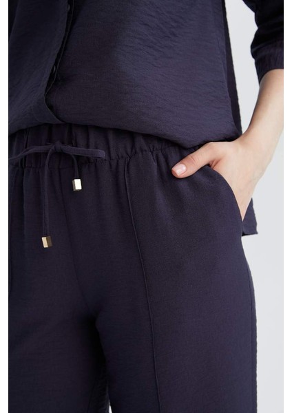 Yeni Sezon wide Straight Esnek Belli Cepli Bağcıklı Düz Paça Pantolon fırsatları
