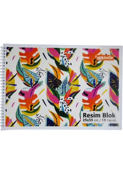 25X35 Spiralli Karton Kapak 15 Yaprak Resim Defteri Sarı