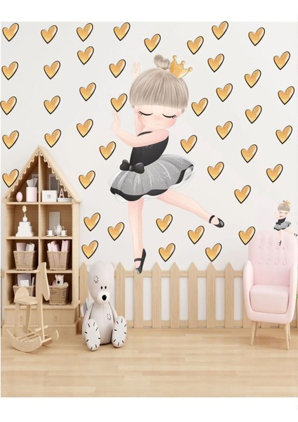 Bebek, Çocuk Odası Gri, Siyah Elbiseli Balerin Set Cam Duvar Sticker fırsatları