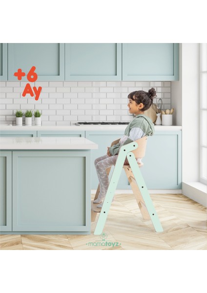 Mama Sandalyesi Ahşap - Sadece Sandalye Mychair Mint Renk - Aksesuarsız modelleri