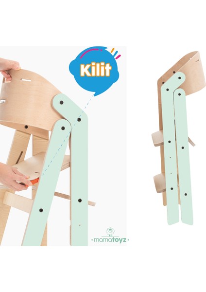 Mama Sandalyesi Ahşap - Sadece Sandalye Mychair Mint Renk - Aksesuarsız fırsatları
