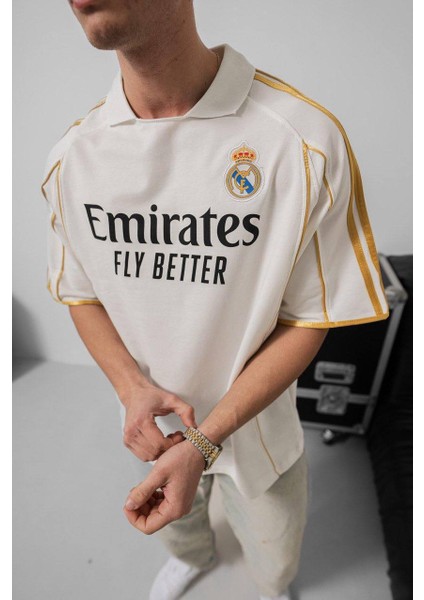 Real Madrid Gold Şeritli Premıumtaraftar T-Shırt