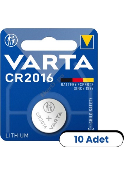 CR2016 3V Lityum Düğme Pil 10 Adet (Blister)