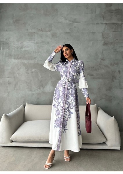 Atlas Kumaş Elbise (Kemer Dahildir)