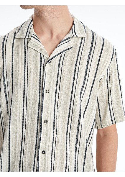 Yeni Sezon Regular Fit Kisa Kollu Cizgili Erkek Gomlek - S5O187Z8