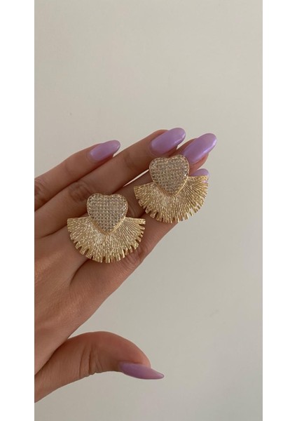 Gold Işıltı Kalp Küpe fiyatları