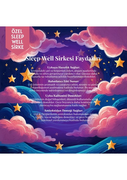 Sleep Well Sirke – Gül ve Böğürtlen Özlü, Doğal, Katkısız Gece Sirkesi, 250 ml