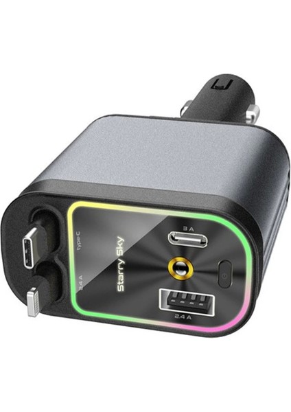 4'ü 1 arada Çift USB Bağlantı Çakmaklık, Type-C Hızlı Şarjlı 66W,Geri Çekilebilir Araç Telefon Şarj Cihazı modelleri