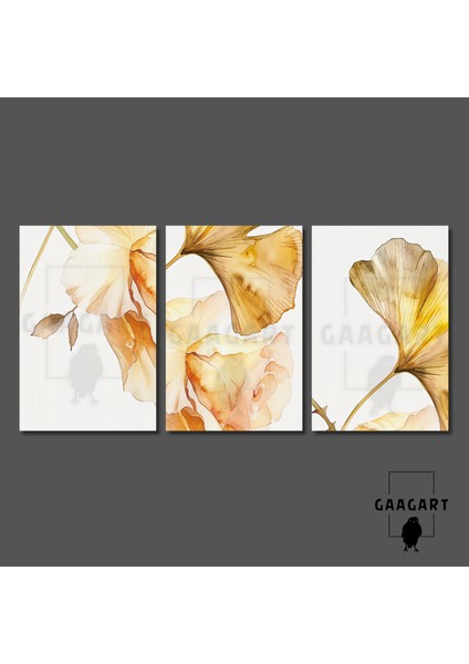 3'lü Kanvas Salon Tablosu Seti Soyut Soft Çiçek Tasarımı indirimleri
