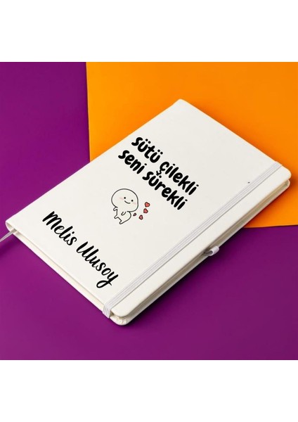 Kişiye Özel Sütü Çilekli Seni Sürekli Tasarımlı Defter fiyatları