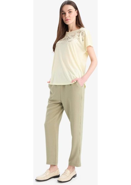 Yeni Sezon Straight Fit Cepli Basic Düz Aerobin Pantolon fırsatları