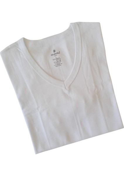 V Yaka Tişört 2'li Avantajlı Paket Pamuklu Cotton Siyah-Beyaz Slim Fit Ekstra Esnek Unisex Vtc3-1 indirimleri