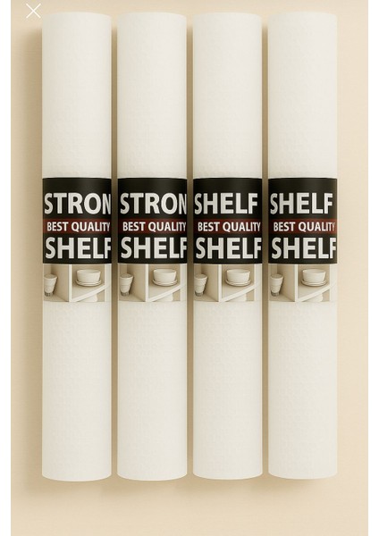 4 Adet Beyaz Renk 1.5 Metre Kaymaz Dolap Raf Çekmece Örtüsü - Eva Malzeme - Beyaz