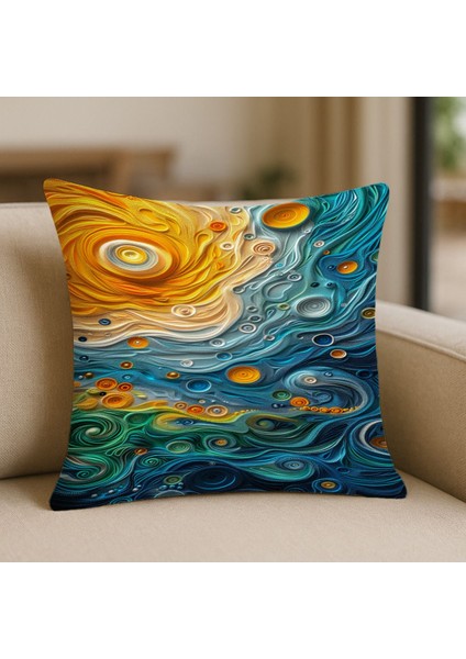 Geometrik Tarz Yeşil Desenli Kırlent Kılıfı – 43X43 Cm, Çift Taraflı, Fermuarlı, Yıkanabilir