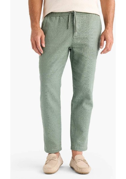 Yeni Sezon %100 Pamuk Yazlık Jogger Pantolon Regular Fit Normal Kesim Keten Görünümlü Düz Paça Cepli