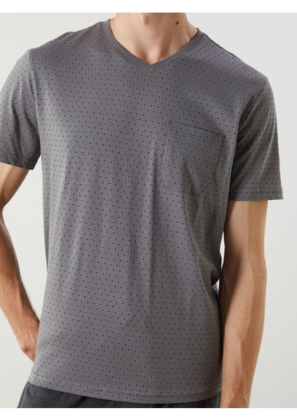 Yeni Sezon Standart Kalip Erkek Sortlu Pijama Takimi - S5FU30Z8