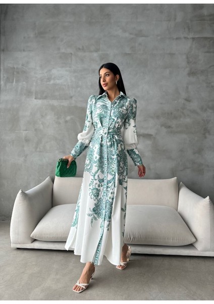 Atlas Kumaş Elbise (Kemer Dahildir)