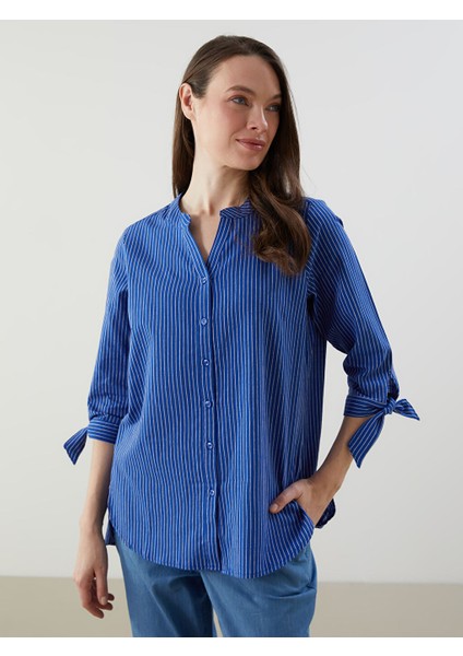 Yeni Sezon Cizgili Poplin Kadin Gomlek - S57163Z8