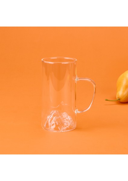 Borosilikat Dağlı Kulplu Bardak - Şeffaf - 300 ml