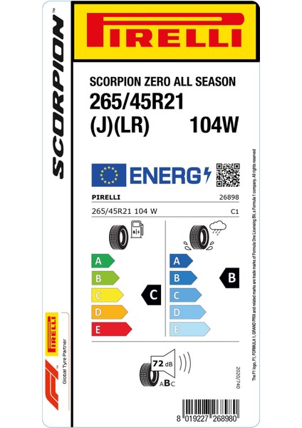 265/45 R21 104W J Lr Scorpıon Zero As Oto Dört Mevsim Lastigi (Üretim Yılı:2023) fiyatları