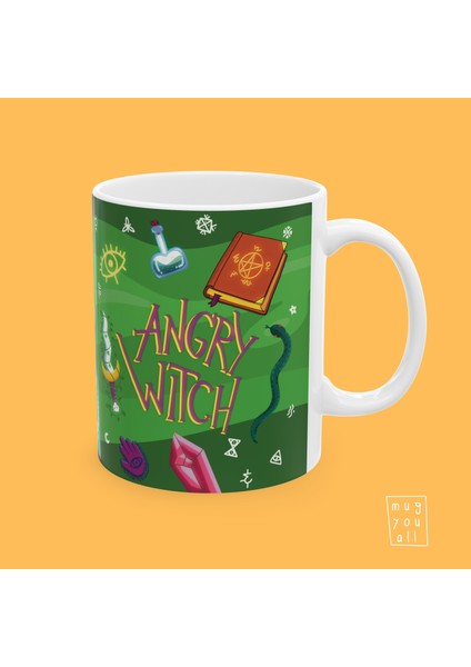 Angry Witch – Feminist Temalı Cadı Kupa – Halloween Özel Tasarım Porselen – Mizahi Yazılı Kupa -Hediye