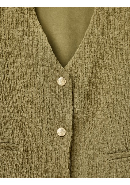 Yeni Sezon Düğme Detaylı Kolsuz V Yaka Slim Fit Yelek Bürümcük fırsatları