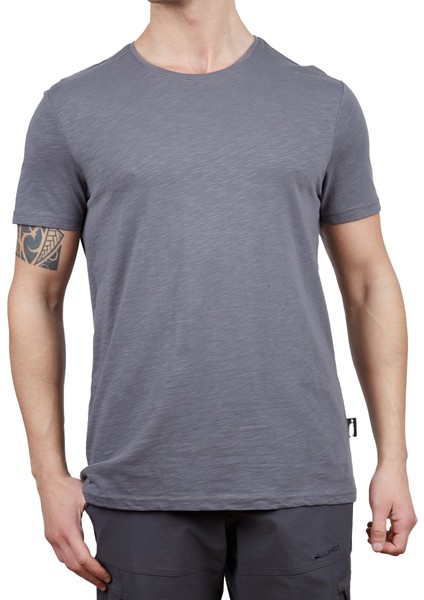Yazlık Kısa Kol Antrasit Basic Tshirt