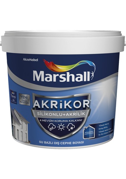 Akrikor Silikonlu + Akrilik Boya T8 15 Lt (20 Kg)