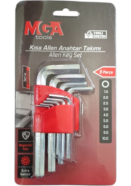 MG620015TK 9 Parça Kısa L Allen Anahtar Takımı/seti fiyatları