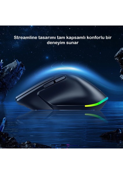 Kablosuz Mouse Bluetooth 5.0/4.0 + 2.4g Ergonomik Şarjlı Sessiz Rgb Mouse Modern Tasarım Işıklı fiyatları