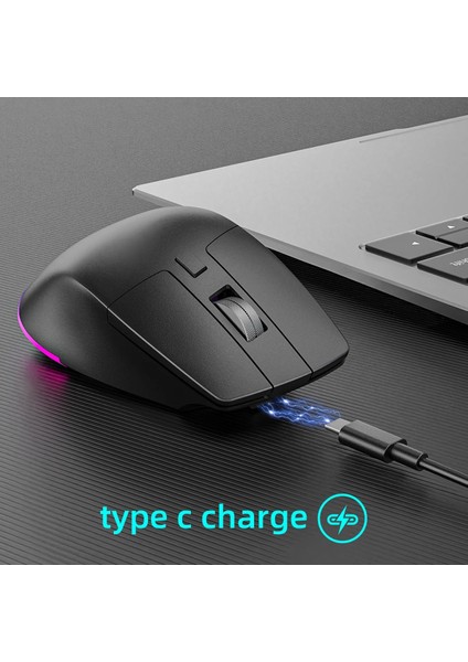 Kablosuz Mouse Bluetooth 5.0/4.0 + 2.4g Ergonomik Şarjlı Sessiz Rgb Mouse Modern Tasarım Işıklı modelleri