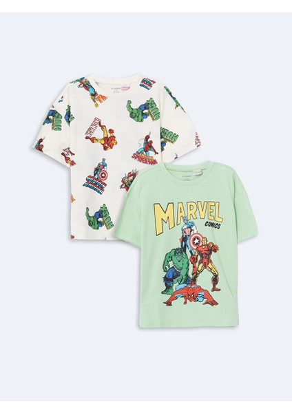 Yeni Sezon Marvel Baskili Erkek Bebek Tisort 2'li Takim - S5DD33Z1