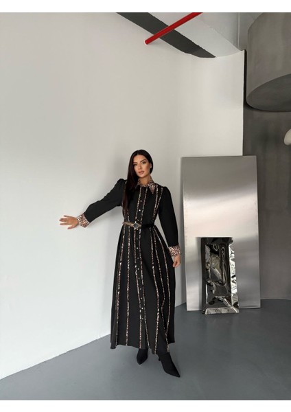 Leopar Detaylı Atlas Kumaş Elbise(Kemer Dahildir) modelleri