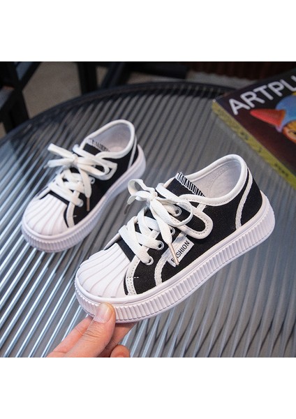 Junisteps Düz Tabanlı Kaymaz Tabanlı Yumuşak Kanvas (Keten) Çocuk Spor Ayakkabı - Siyah fiyatları