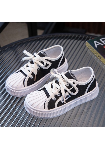 Junisteps Düz Tabanlı Kaymaz Tabanlı Yumuşak Kanvas (Keten) Çocuk Spor Ayakkabı - Siyah modelleri