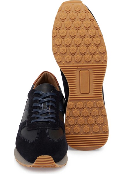 Lacivert Hakiki Deri Erkek Sneaker - E24I1AY56915-W32