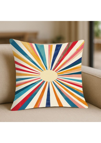 Vintage Tarz Sarı Desenli Kırlent Kılıfı – 43X43 Cm, Çift Taraflı, Fermuarlı, Yıkanabilir