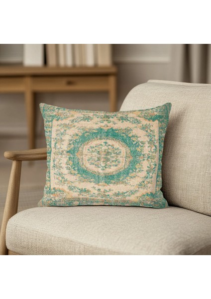 Geometrik Kilim Desenli Renkli Kırlent Kılıfı Kare