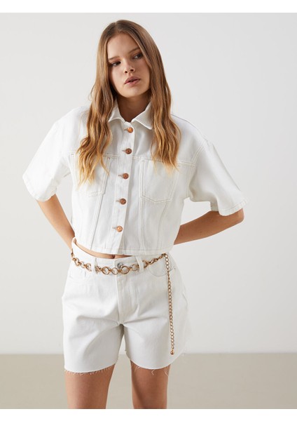 Yeni Sezon Crop Kadin Jean Gomlek - S5GV54Z8