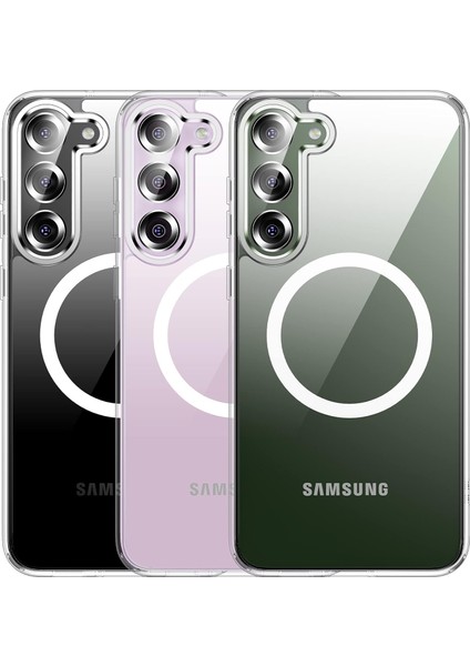 Samsung Galaxy S23 Plus Uyumlu Kamera Korumalı Magsafe Wireless Şarj Özellikli Şeffaf Silikon Kılıf