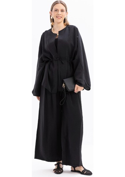 Siyah-Belden Bağcıklı Modal Kimono fiyatları