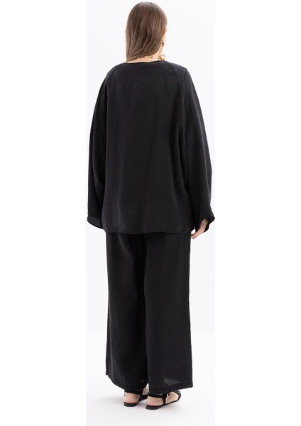 Siyah-Belden Bağcıklı Modal Kimono fırsatları