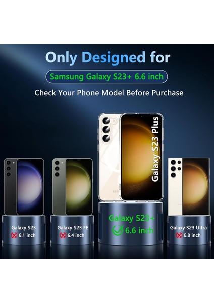 Samsung Galaxy S23 Plus Uyumlu Kamera Korumalı Magsafe Wireless Şarj Özellikli Şeffaf Silikon Kılıf modelleri