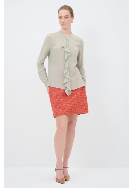 Volanlı Ipek Gömlek Olive 13044963000 modelleri