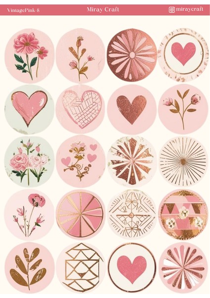 1 Adet Pembe Vintage Temalı Sticker (12X17 Cm) Bullet Journal,scrapbook, Ajanda ve Planlayıcı Için