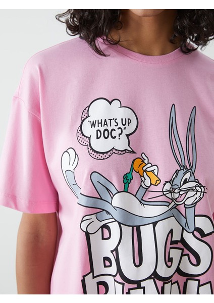 Yeni Sezon Bisiklet Yaka Bugs Bunny Baskili Kadin Tisort - S5GV88Z8 modelleri