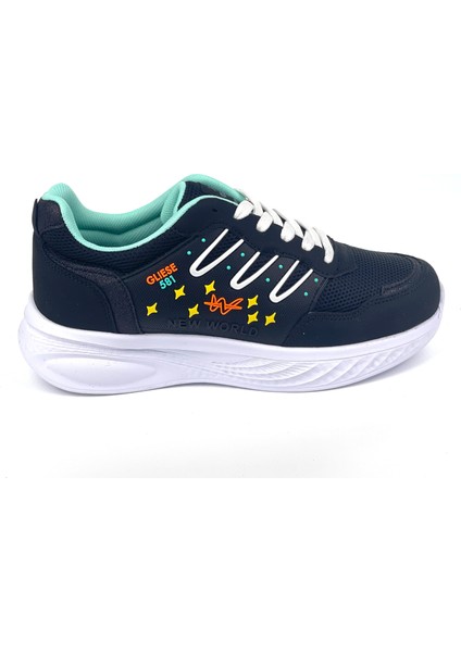 Kadın Su Yeşili Fileli Günlük Rahat Sneaker Spor Ayakkabı