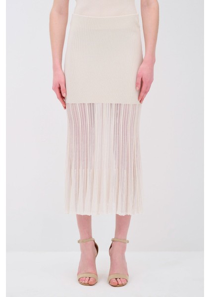 Tül Detaylı Triko Etek Vanilya 12745174000 fiyatları