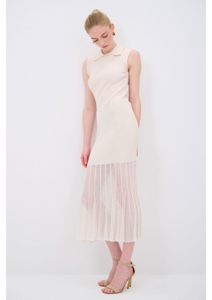 Tül Detaylı Triko Etek Vanilya 12745174000 modelleri