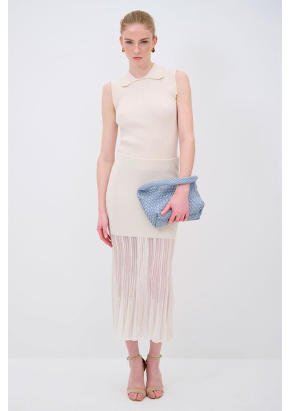 Tül Detaylı Triko Etek Vanilya 12745174000 fırsatları
